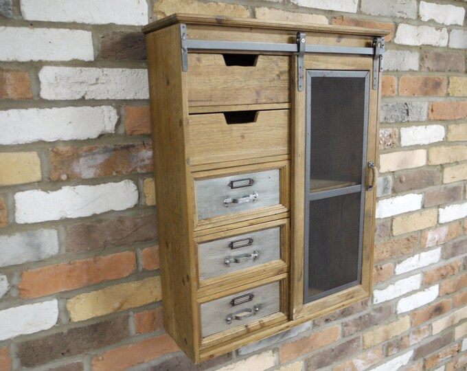 Vintagestyle Floating Wall Shelf 5 Spacious Drawers Etsy