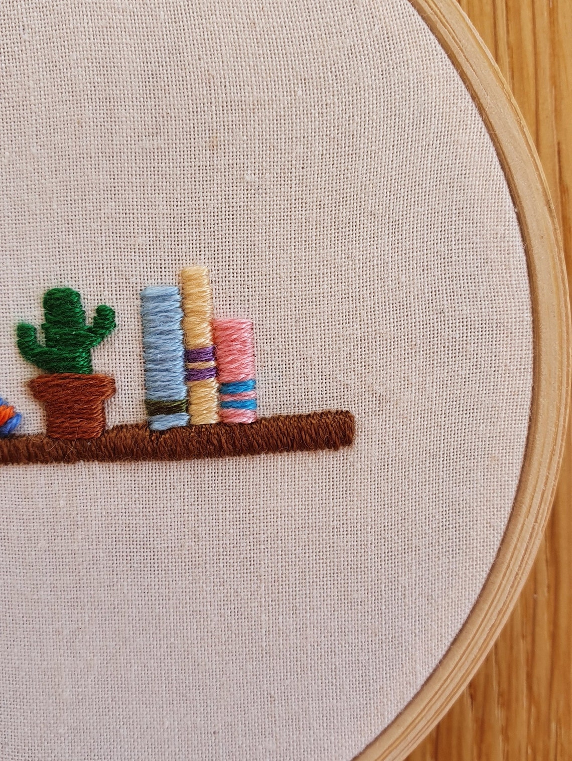 Bookshelf Embroidery Hoop Art Book Lovers Hand Embroidery Etsy UK