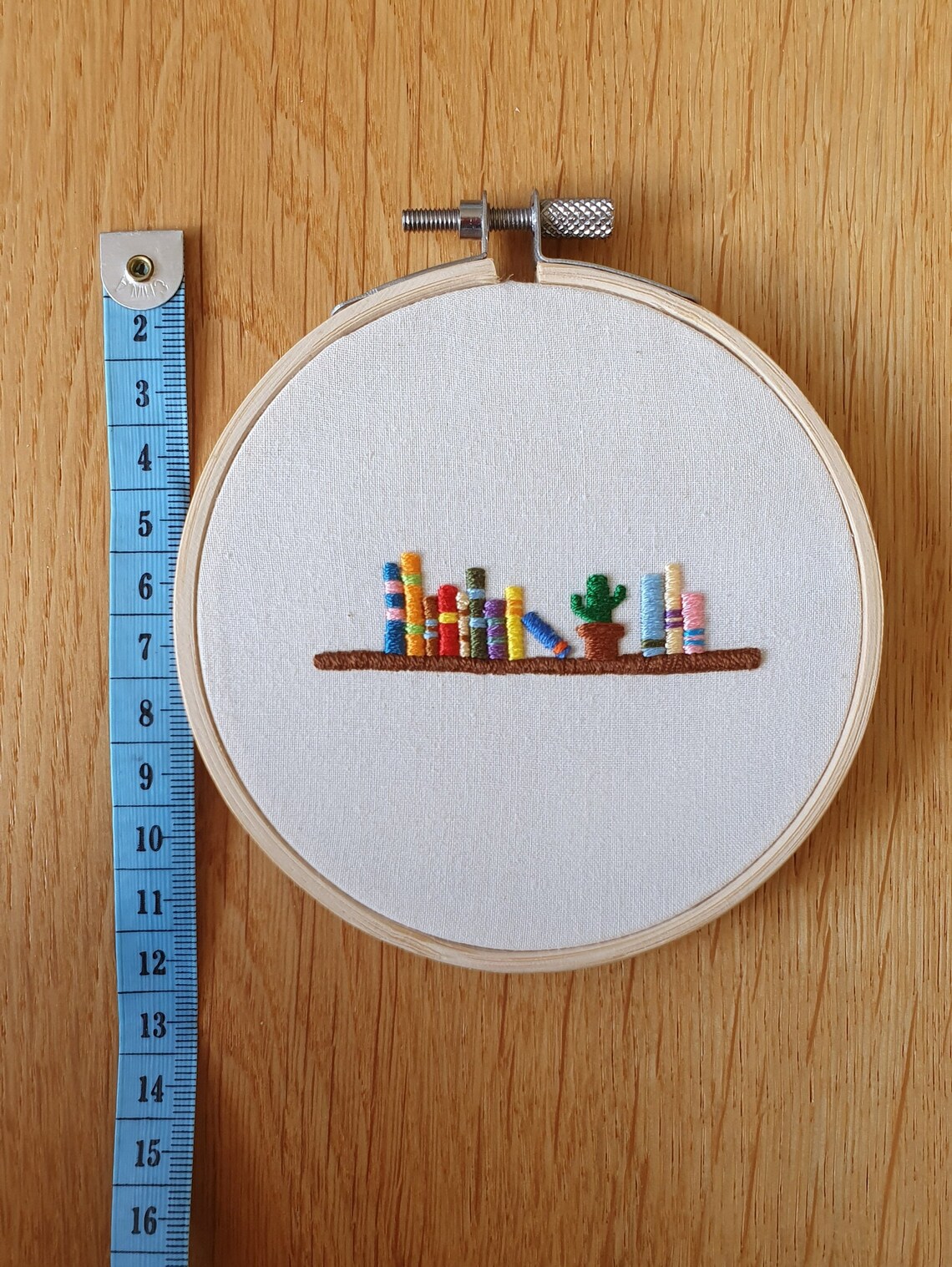 Bookshelf Embroidery Hoop Art Book Lovers Hand Embroidery Etsy UK