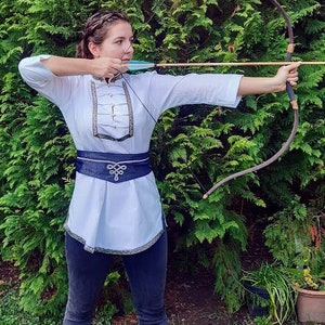 White Medieval Archer Blouse – 100% Cotton, Custom-Made with Decorative Trimmings | LARP, Fantasy, Historical Wear