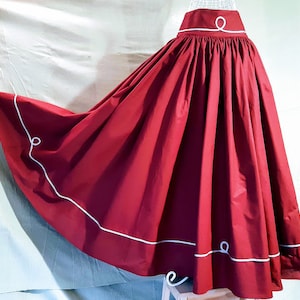 Burgundy Horse Riding Skirt - Full-Length, 100% Cotton Canvas | Traditional Hungarian Folk Style