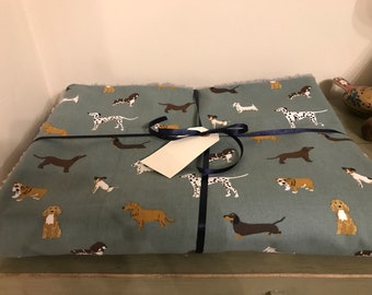 Dog Bed Settle Mat/Blanket ‘FETCH’ Sophie Allport - cotton duck fabric & Sherpa - Pet Cat Rabbit - Multiple sizes