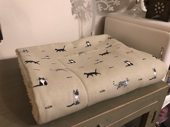 Cat Bed Mat/Blanket ‘PURRFECT CATS’ Sophie Allport - cotton duck fabric & Sherpa - Pet Cat Rabbit - Multiple sizes