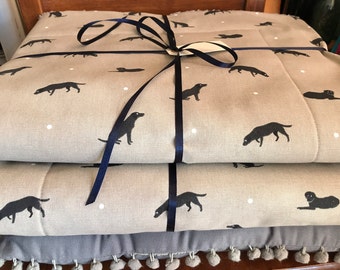 Dog Bed Settle Mat/Blanket ‘LABRADOR’ Sophie Allport - cotton duck fabric & Sherpa - Pet Cat Rabbit - Multiple sizes