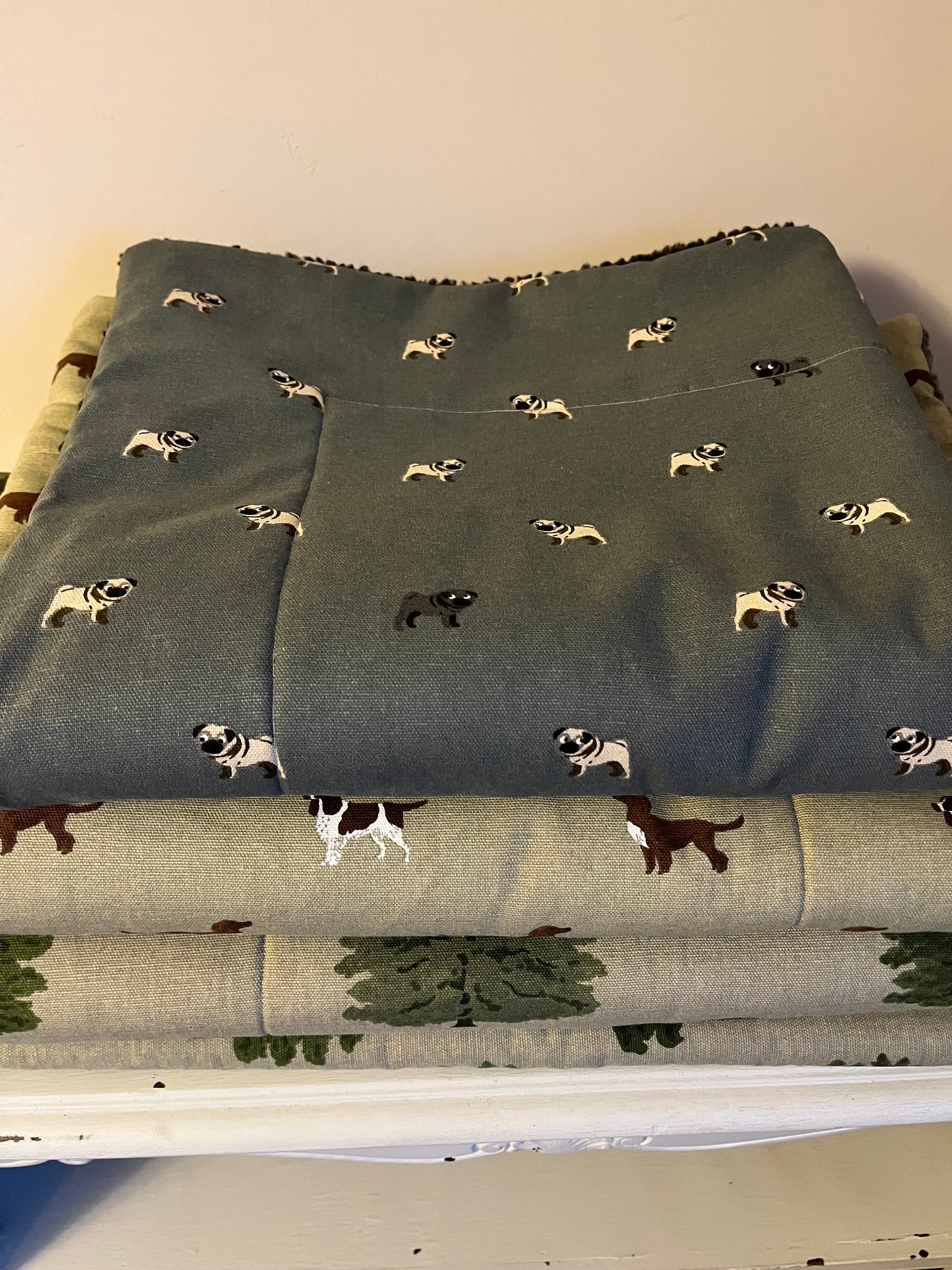Warm Sophie Allport PUG Cosy Dog Bed Mat blanket 100 Cotton Duck Fabric and Soft Faux sheepskin Gift Present Etsy