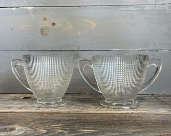 Vintage Dominion Glass 'Saguenay' Clear Glass Cream & Sugar Set