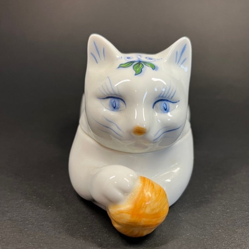 Vintage Ceramic Cat Trinket Box Elizabeth Arden Roma Al Etsy UK