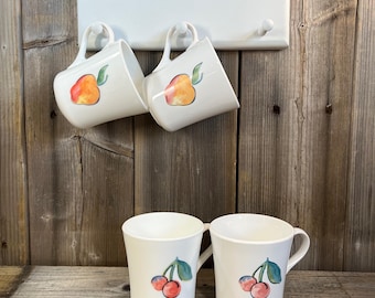 4 Corning Ware 'Fruit Basket' Coffee/Tea Mugs | Vintage