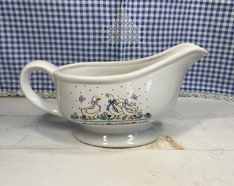 Vintage Ribbon Geese Gravy Boat - 1980s