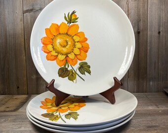 Set of 4 Vintage Sunnyside Dinner Plates | Royal Tudor Ware | Barker Brothers Kitchenware