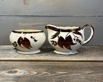 Lancaster Sandland Copper Luster Sugar Bowl & Creamer | Sandland Ware Vintage