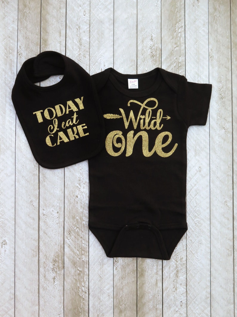 Wild one first birthday outfit Black and gold first birthday outfit One year old outfit Baby girl first birthday outfit Today I eat cake