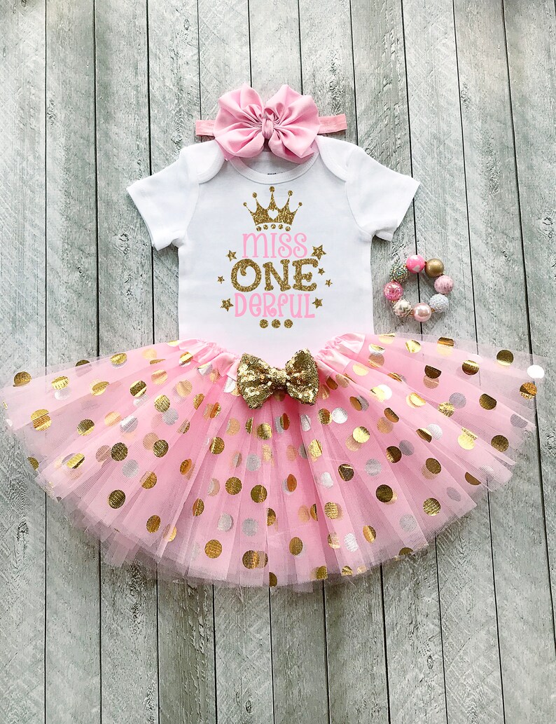 Baby girl 1st birthday outfit pink and gold Onederful birthday Etsy
