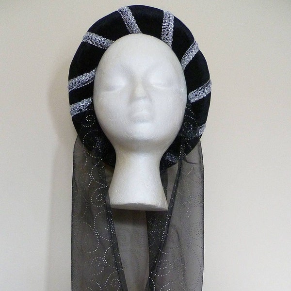 Black and silver Medieval headdress, Gothic Circlet, pagan Headpiece, custom made Headpiece, Renaissance Headdress, fantasy Circlet