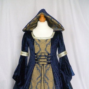 Girls Navy Blue Velvet Medieval Dress: Custom Renaissance Gown,from age 2 to 5 years