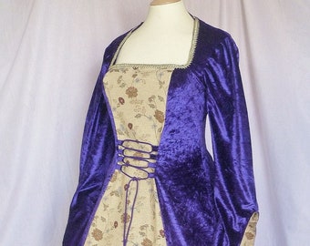 Purple Medieval Wedding Dress,Renaissance Dress, Pagan Dress,Custom made to size