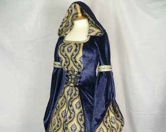 Medieval Wedding Dress,Renaissance Dress with Hood,Custom made to size