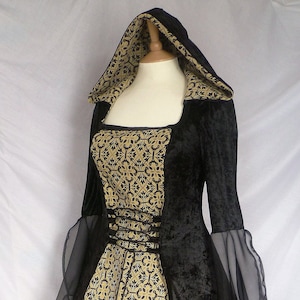 Medieval Dress, Gothic Wedding Dress, Renaissance Hooded Dress, Custom made to Size