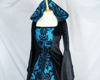 Medieval Wedding Dress, Renaissance dress, Gothic Hooded Gown, Custom Made to Size