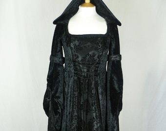 Black Wedding dress, Medieval Gown,Renaissance, Custom made to size and plus sizes