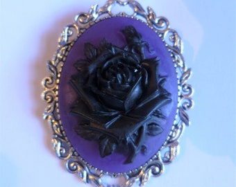 Black Rose Brooch, Victorian Brooch, medieval Pin, Gothic Brooch, Wedding Brooch