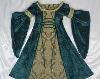 Vestido medieval para niñas, vestido renacentista, hecho a medida desde los 3 hasta los 9 años.
