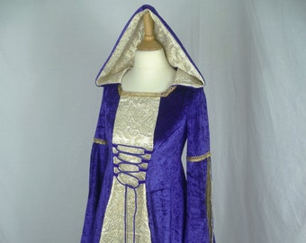 Robe Renaissance violette pour fille, robe médiévale, robe de princesse, sur mesure, de 5 à 13 ans