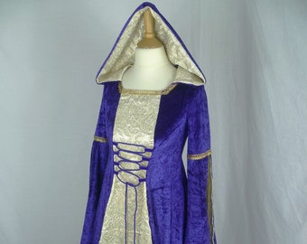 Girls Purple Renaissance Dress, Medieval Gown, princess dress, Custom Made From age 5 to 13 years