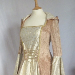 Medieval Wedding Dress, Renaissance Dress with Hood, Custom made to size