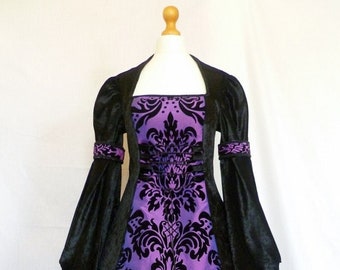 black and purple medieval dress Black & Purple Renaissance Gown, Medieval LARP Dress, S-M