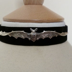 Black Velvet pewter bat Choker, Gothic Necklace, Halloween Choker,fantasy