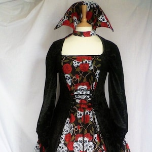 Vestido de novia gótico de Halloween, vestido del Día de los Muertos, hecho a medida