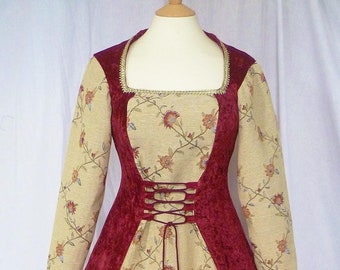 Red Renaissance Gown,  Medieval Wedding Dress, Custom Made to Size