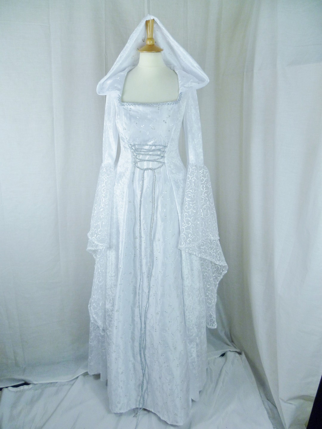 Medieval Wedding Dress in White, Renaissance Bridal Gown, Custom Made ...