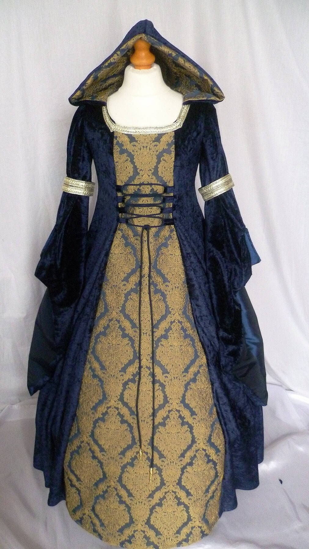 slim fit dress slacks Jane Austen Regency Day Dress in navy blue and gold silk sari  Matti's  Millinery & Costumes