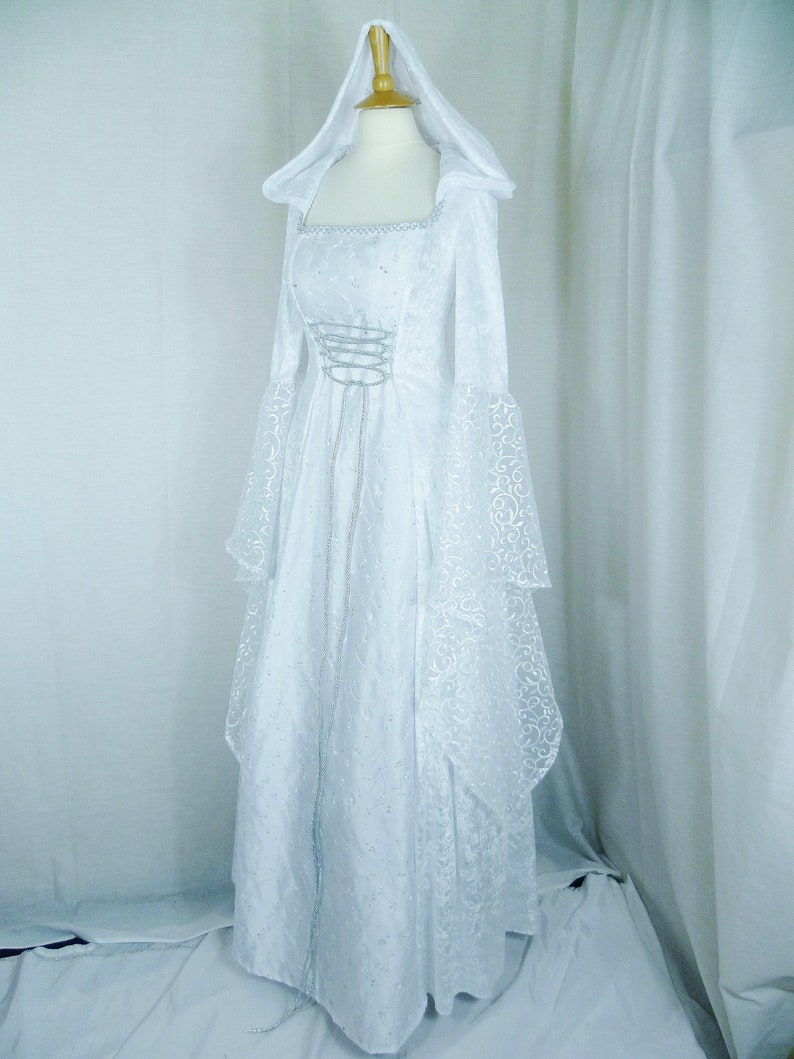 Medieval Wedding Dress in White, Renaissance Gown, Custom Made to Size ...