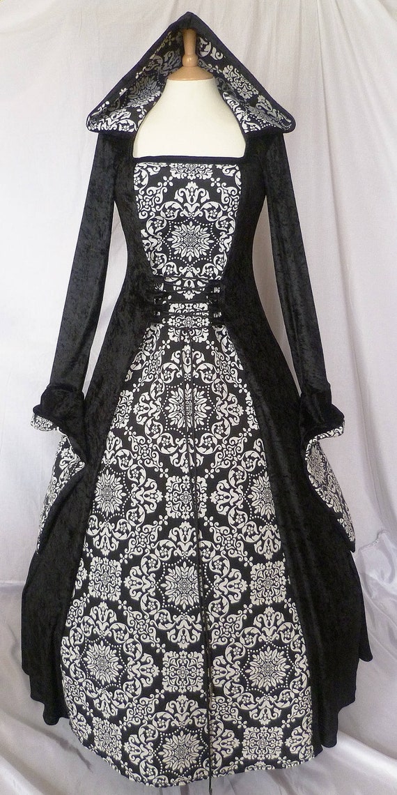 Medieval Dressgothic Hooded Dressrenaissance Wedding Dress Etsy