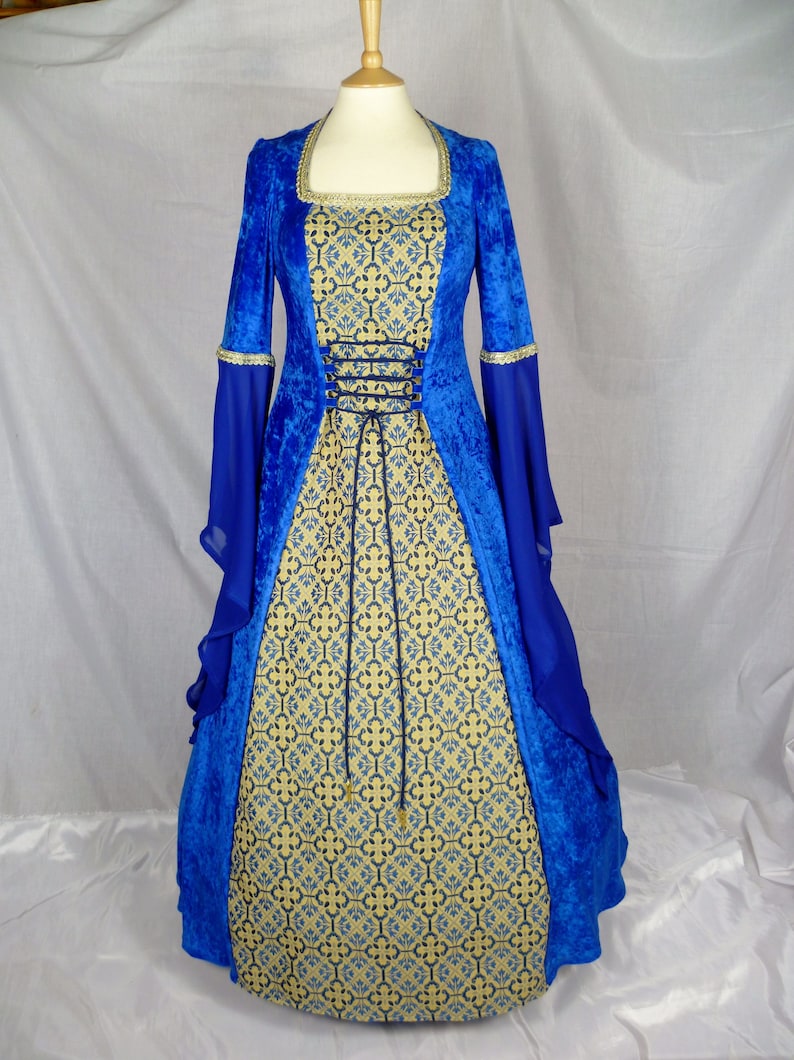 Royal Blue Renaissance Gown,Custom made to size Medieval Wedding Dress