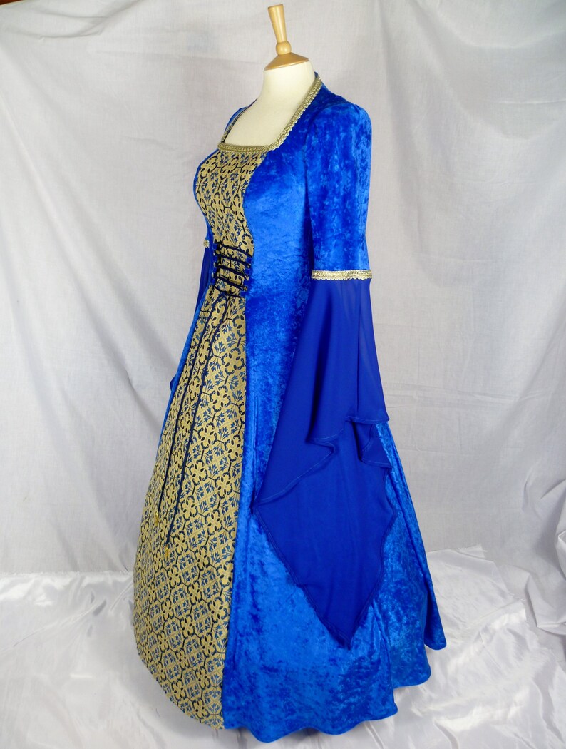 Royal Blue Renaissance Gown,Custom made to size Medieval Wedding Dress