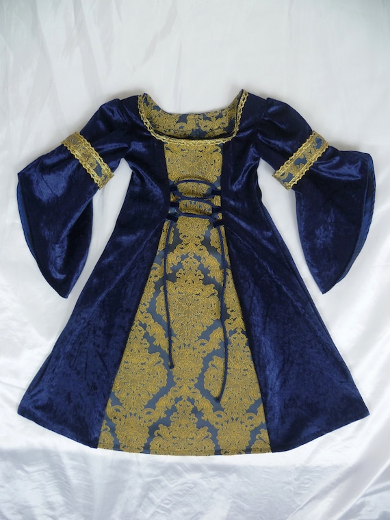 New Gorgeous Wee Me Baby Girl Spanish Princess Dress with Navy Details Collar 