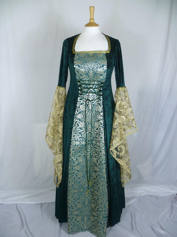 Women's Medieval Wedding Dress, Renaissance Gown, Custom Made to Size and Plus sizes