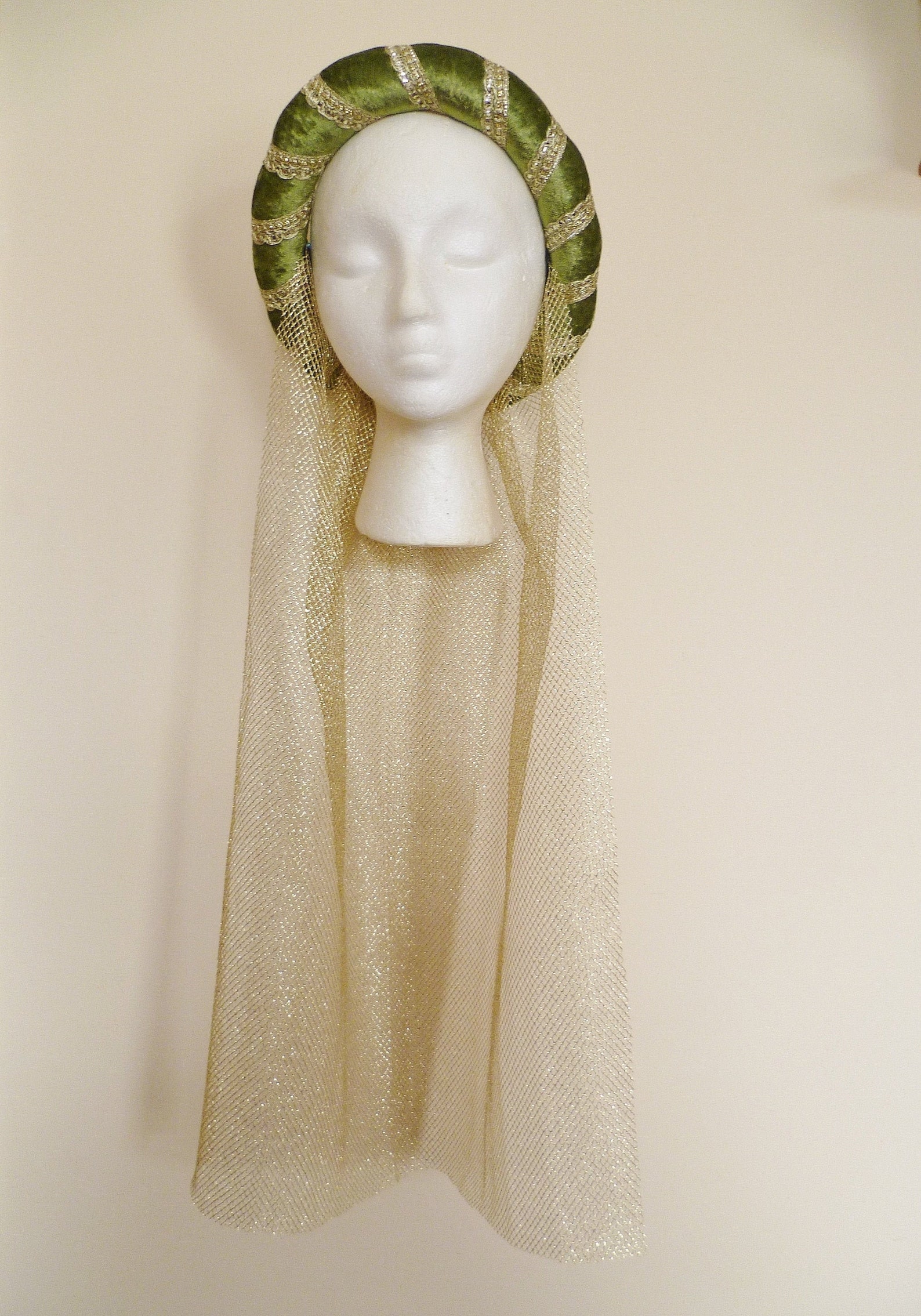 Olive Green & Gold Medieval Headdressheadpiece Custom Made Etsy