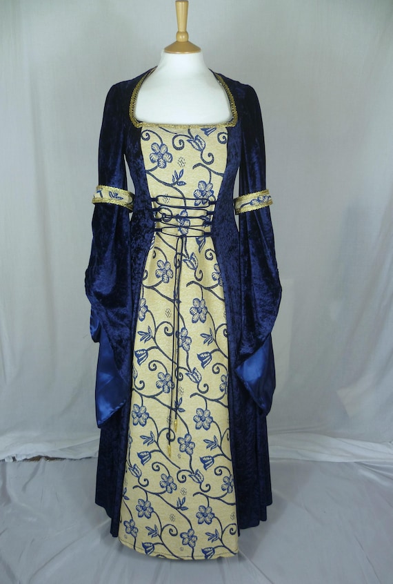 navy blue renaissance dress Medieval Dress, Navy blue Renaissance Gown, Ready Made UK size 14