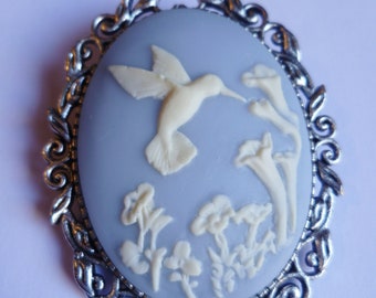 Hummingbird brooch, Victorian Cameo brooch, Medieval Brooch, Gothic Pin