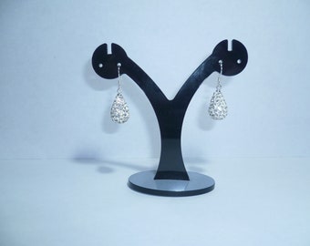 Clear Rhinestone Teardrop Earrings,Sterling Silver Ear Wires, Dangle Earrings,Wedding Earrings,Drop Earrings