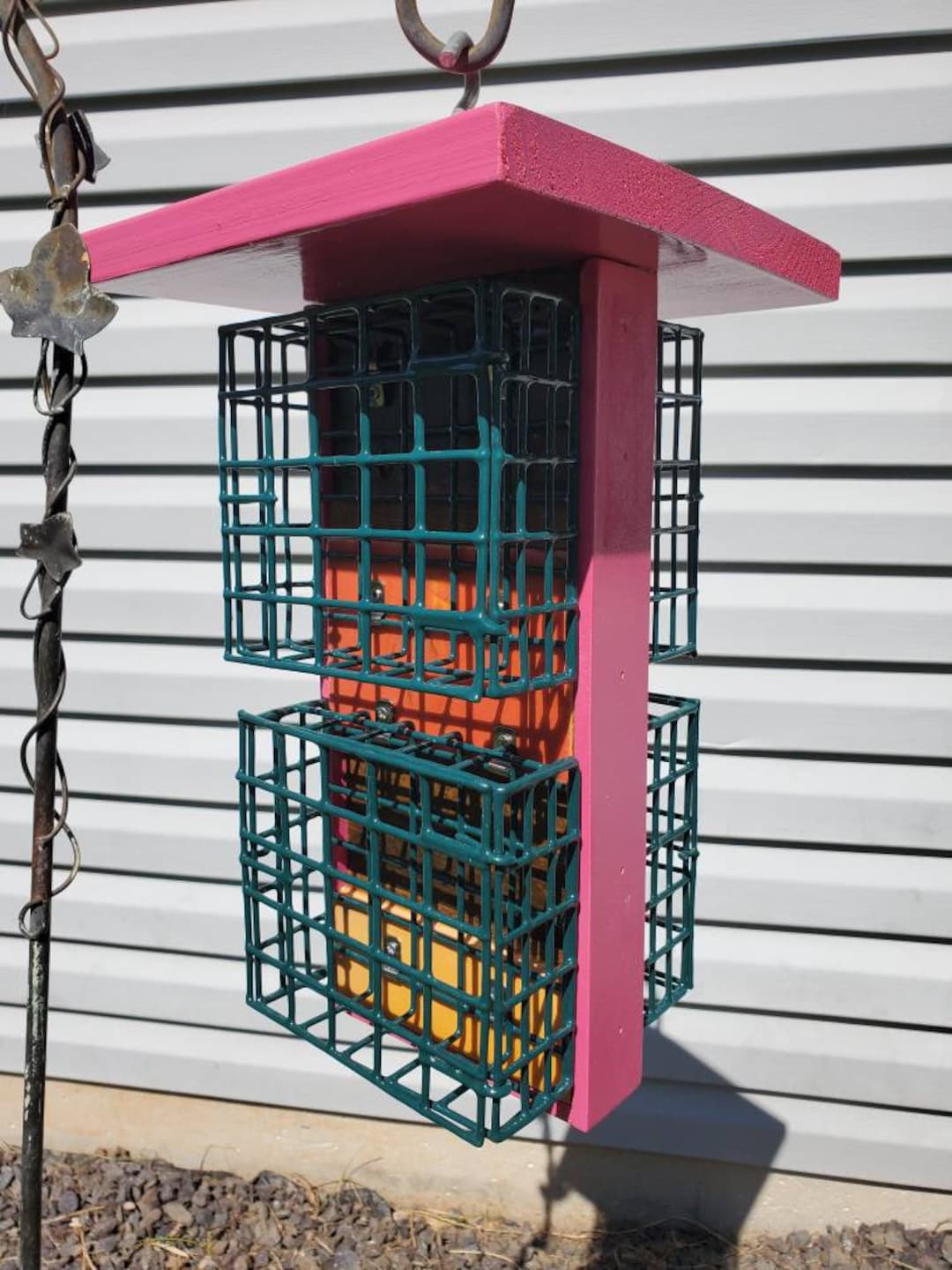 Hanging Suet Bird Feeder Double Sided Feeder Pink Durable 4 Cages Etsy