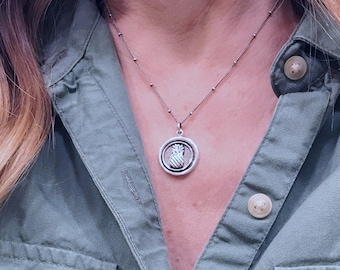 Pineapple Necklace, Sterling Pendant Necklace, Wax Seal Necklace, Sterling Silver Necklace, Layering Necklace, Women's Necklace, Jewelry