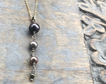 Pearl Necklace, Cascading Gemstone Necklace, Graduated Pearl Necklace,  Yoga Necklace,  Women's Jewelry, Jewelry Gift, Layering Necklaces