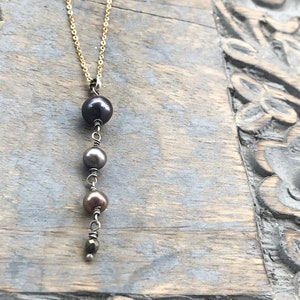 Pearl Necklace, Cascading Gemstone Necklace, Graduated Pearl Necklace,  Yoga Necklace,  Women&#39;s Jewelry, Jewelry Gift, Layering Necklaces