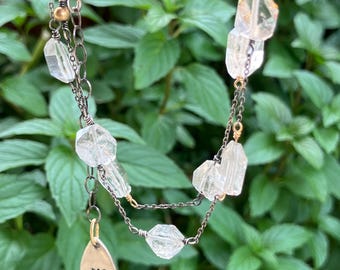 Herkheimer Diamond Necklace, Gemstone Necklace, Sterling Silver Necklace, Artisan Necklace, Layering Necklace, Healing Jewelry, Boho